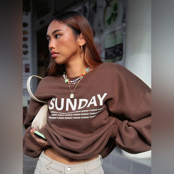 Princess Polly Sweaters - “Sunday Funday" graphic sweatshirt by Princess Polly